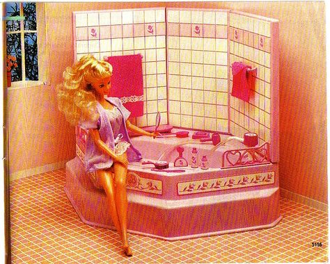 Bathroom 90s, Barbie Bath, Barbie Home, Barbie Bathroom, 90s House, Barbie Nostalgia, Barbie Doll Fashion, Barbie 80s, St Claire