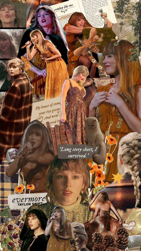 Evermore🍂🕰️ #evermore #folklore #taylorswiftaesthetic #taylorswift #taylornation #autumnmoodboard Taylor Swift Evermore Eras Tour, Evermore Makeup, Evermore Collage, Evermore Eras Tour, Folklore And Evermore, Taylor Swift Evermore, Evermore Folklore, Taylor Swift, Swift