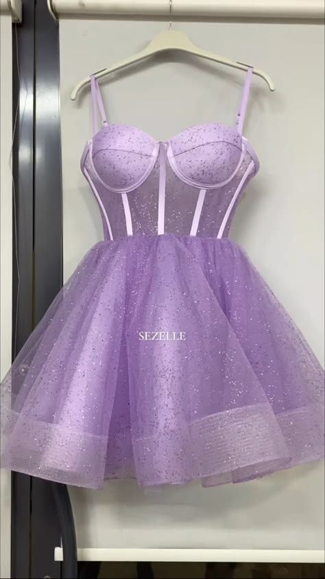 Purple Suprise Dance Outfits Quinceanera, Purple Corset Dress Short, Purple Birthday Dress, Purple High Low Dress, Corset Dress Short, Graduation Outfits For Women, Short Princess Dress, Concert Dresses, Dama Dresses