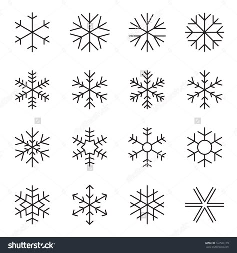 Snowflake Line Drawing, Snowflake Doodles Simple, How To Draw Snowflakes, Snowflake Doodle, Paint Snowflakes, Drawing Snowflakes, Winter Bullet Journal, Winter Symbols, Embroidery Snowflake