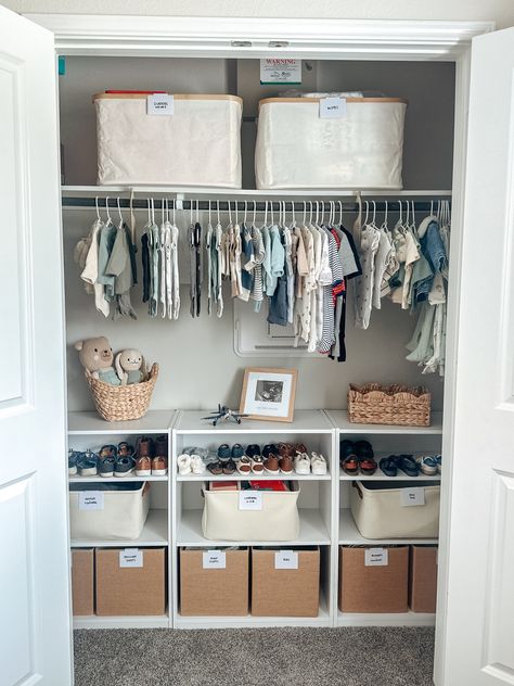 Mainstays 3-Shelf Bookcase with … curated on LTK Cubby Closet Organization, Little Boys Room Organization, Baby Boy Closet Organization, Baby Storage Ideas, Infant Closet, Nursery Closet Storage, Nursery Closet Ideas, Baby Shoe Organization, Toddler Clothes Organization