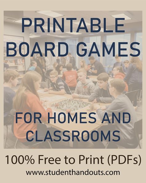 Printable Game Boards - Our free printable educational board games are valuable tools to facilitate student learning. PDF files. #education #learning #freeprintables #testprep #homeschool #teaching Blank Board Game Template Free, Board Game Template, Multi Sensory Learning, Educational Board Games, Board Games Diy, Printable Board Games, Math Operations, Game Rules, Free Printable Games