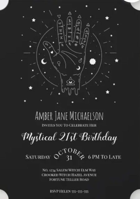 Witchy Birthday Invitation, Magic Party, Salem Witch, Magic City, Black Invitation, Birthday Board, Coven, 18th Birthday, 30th Birthday