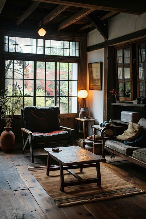 Wabi Sabi Mid Century: Modern Meets Imperfect - Quiet Minimal Japanese Mid Century Modern, Mid Century Japanese, Wabi Sabi Philosophy, Wabi Sabi Decor, Japanese Home Design, Japanese Style House, Eclectic Interior Design, Japanese Interior Design, Living Room Loft