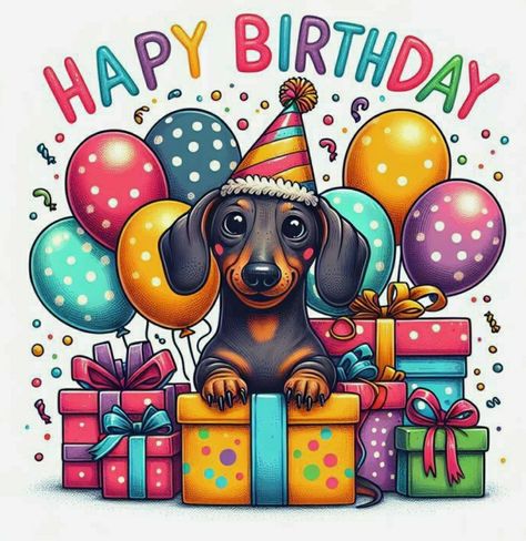 Dachshund Birthday Wishes, Happy Birthday Chihuahua, Happy Bday Message, Happy Birthday Dachshund, Birthday Cousin, Happy Birthday Animals, Best Birthday Wishes Quotes, Dachshund Birthday, Whimsical Birthday