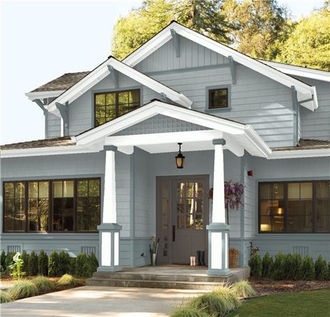 Look at the paint color combination I created with Benjamin Moore. Via @benjamin_moore. Main Siding: Adagio 1593; Trim: White Diamond OC-61; Accent: Apollo Blue CW-645; Door: Midsummer Night 2134-20. Diamond Oc, Color Combinations Paint, House Paint, Paint Colors For Home, Benjamin Moore, Exterior Paint, Paint Color, Color Combination, House Painting