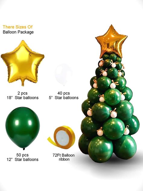 Design Balloon, Christmas Balloon Decorations, Deco Ballon, Alternative Christmas, Alternative Christmas Tree, Green Balloon, Christmas Balloons, Birthday Balloon Decorations, Handmade Christmas Tree