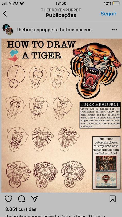 How To Draw Tattoo Flash, American Traditional Tutorial, How To Draw Neo Traditional, How To Draw Traditional Tattoos Step By Step, How To Draw American Traditional, How To Draw Traditional Tattoos, Tiger Traditional Tattoo, Traditional Tattoo Tutorial, Traditional Tattoo Drawings