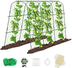 Hoyejyou 65"×48" Cucumber Trellis for Raised Bed, U-Shape Garden Trellis for Climbing Plants Outdoor, Metal Arch Vegetables Trellis, Detachable Cucumber Trellis Support for Tomato,Squash,Zucchini Climbing Plants Outdoor, Vegetable Trellis, Trellis Netting, Squash Zucchini, Garden Arch Trellis, Cucumber Trellis, Arch Trellis, Plants Outdoor, Metal Arch