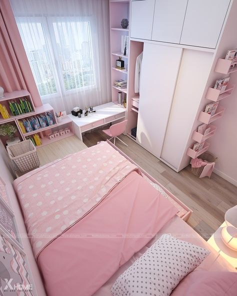 Small Apartment Bedrooms, Small Room Design Bedroom, Hiasan Bilik Tidur, Study Room Decor, Small Bedroom Decor, Girl Bedroom Designs, Small Room Design, Teen Bedroom Decor, Room Design Bedroom