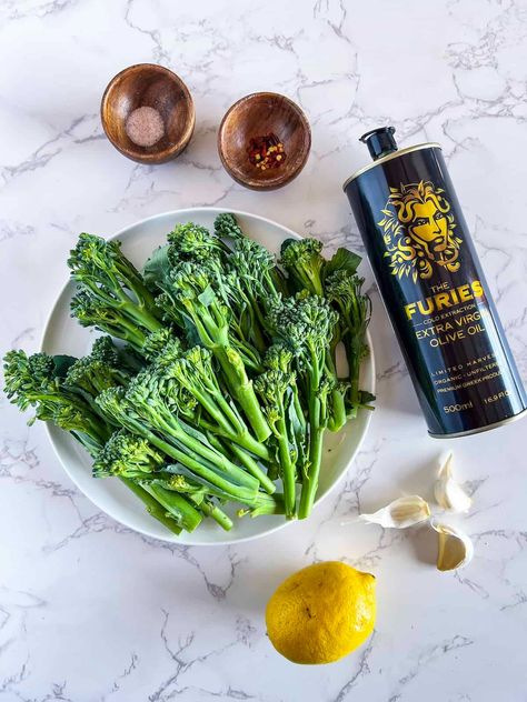 Sauteed Baby Broccoli (Broccoletti) with Lemon and Garlic - Big Delicious Life Baby Broccoli, Roasted Rainbow Carrots, Vegetable Side Dishes Healthy, Tenderstem Broccoli, Rainbow Carrots, Vegetable Side Dish, Healthy Vegetable, Vegetable Side, Healthy Vegetables