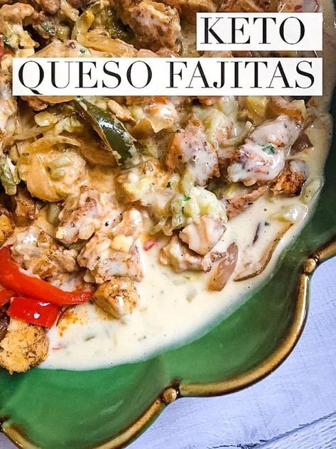 Easy Keto/Low Carb Recipes Keto Queso, Baked Fajitas, Homemade Queso, Keto Meat, Baked Chicken Fajitas, Yellow Bell Pepper, Low Carb Ideas, Low Carb Lifestyle, Queso Cheese