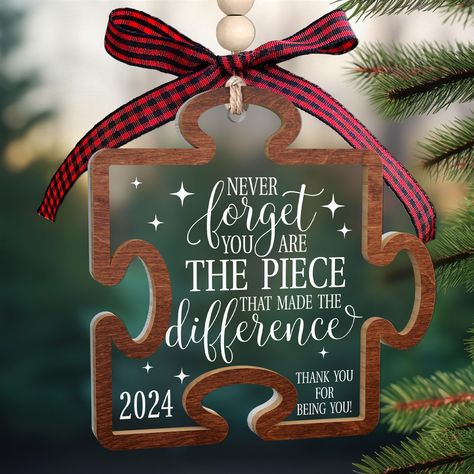 Homemade Personalized Christmas Gifts, Christmas For Teachers Gifts, Christmas Gifts For Relief Society, Puzzle Piece Teacher Gift, Gifts For Volunteers Christmas, Work Christmas Gifts Cheap, Team Member Christmas Gifts, Funny Work Christmas Gifts, Work Friend Christmas Gifts