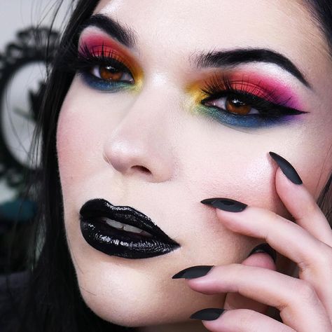 By Alice Lockhart Edgy Makeup Looks, Rainbow Makeup, Edgy Makeup, Halloween Face, Face Makeup, Makeup Looks, Halloween Face Makeup, Rainbow, Halloween