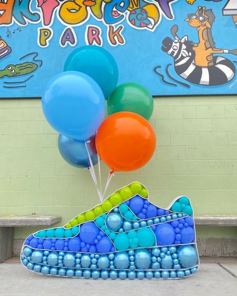 THAT BALLOON GIRL | Sneaker 👟 themed 2nd birthday! Two’s Day Shoesday💙 Sneaker mosaic $450 #sneakerthemed #thatballoongirl #balloonshouston #balloongarland #… | Instagram Girls Sneakers, Balloon Garland, Balloon Decorations, 2nd Birthday, Mosaic, Balloons, Sneakers, Birthday, On Instagram