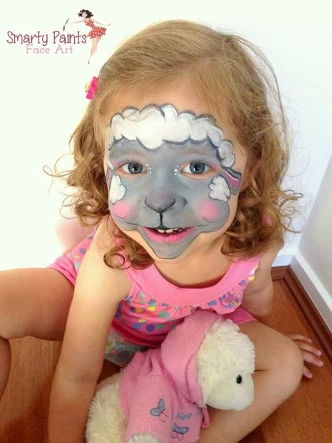 Lamb face paint Face Painting Farm Animals Easy, Farm Face Painting Ideas, Farm Animals Face Painting, Farm Face Painting, Lamb Face Paint, Face Painting Farm Animals, Farm Face Paint, Sheep Face Paint, Farm Animal Face Paint