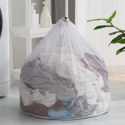 Prevent clothes from twisting and deforming Size: Extra Small (15.7" H x 11.8" W x 11.8" D) | Rebrilliant Washing Machine Laundry Bag For Household Use Fabric in White, Size 15.7 H x 11.8 W in | Wayfair | Organization Dirty Clothes Organization, Travel Laundry Bag, Shower Nozzle, Washing Laundry, Mesh Laundry Bags, Net Bag, Rope Design, Simple Bags, Camping Car