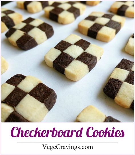 Light & buttery cookies made with alternating blocks of chocolate and vanilla dough. Checkerboard Cookies, Sweet Crepes Recipe, Checkerboard Cake, White Cookies, Sweet Crepes, Black And White Cookies, Chocolate Slabs, White Cookie, British Baking