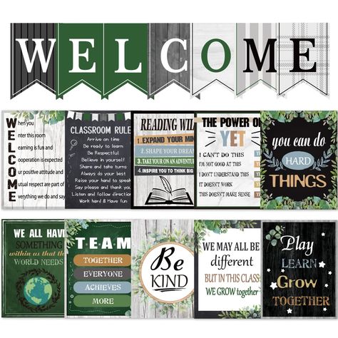 PRICES MAY VARY. 【What You Get】Includes 17 pieces simply boho inspirational posters-7 letters of W-E-L-C-O-M-E,10 pieces motivational quote posters.Each posters features different Inspirational sentence which can encourage students grow a good mindset and let them build self-confidence. They are all perfect for classroom decoration needs or homeschooling needs. 【Meaningful and Inspirational】Each classroom motivational posters features different Inspirational sentence which remind students to for Nature Inspired Classroom Decor, Jr High Classroom Decor, Male Teacher Classroom Decor, Middle School Classroom Rules, Green Classroom Decor, Signs For Classroom, Classroom Posters Elementary, Green Classroom, Classroom Motivational Posters