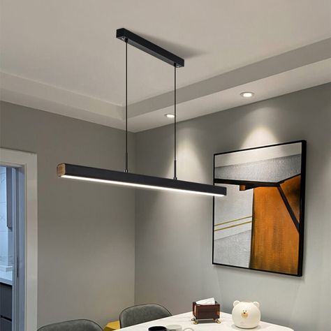 Voltage: 110V-120V,220V-240V Number of Lights: 1 Color: Black Style: Modern Lampshade Material: Acrylic Other Material: Metal,Wood Fixture Type: Pendant Light Height: 1.77'' Width: 23.62'' /31.50''/39.37'' /47.24'' /59.06'' /70.87'' Length: 59.06''(Adjustable) Suitable for installation in bedroom, living room, dining room, bathroom, hallway, corridor, Loft, office, balcony, bar, etc. Table Lamp Luxury, Dining Table Chandelier, Dining Room Chandelier Modern, Office Light, Minimalist Chandelier, Wood Lamp Shade, Table Lamp Office, Minimalist Dining Room, Luxury Bar