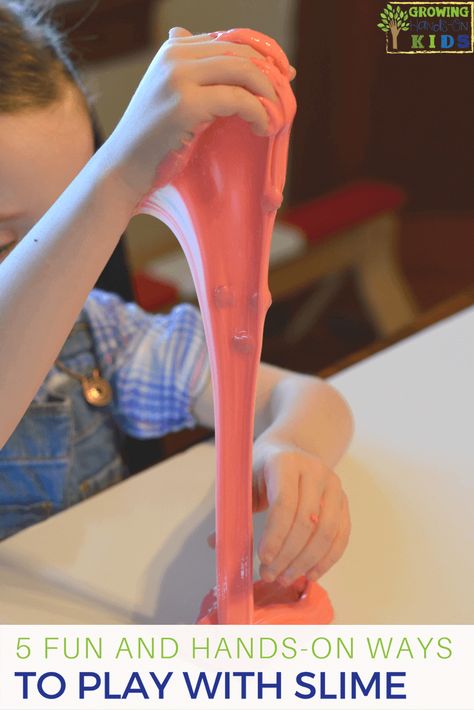 5 hands-on ways to play with slime that are FUN!  via @growhandsonkids Recipe For Slime, Developmental Activities, Preschool Boards, Steam Ideas, Playing With Slime, Slime Party, Summer Reading Program, Calming Activities, Educational Activities For Kids