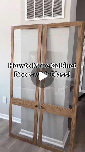 Cabinet Glass Door Ideas, Diy Glass Cabinet Doors, Diy Bookshelf Door, How To Make Cabinet Doors, Diy Wall Cabinet, Diy Shaker Cabinet Doors, Diy Shaker Door, Diy Shaker Cabinets, Glass Kitchen Cabinet Doors