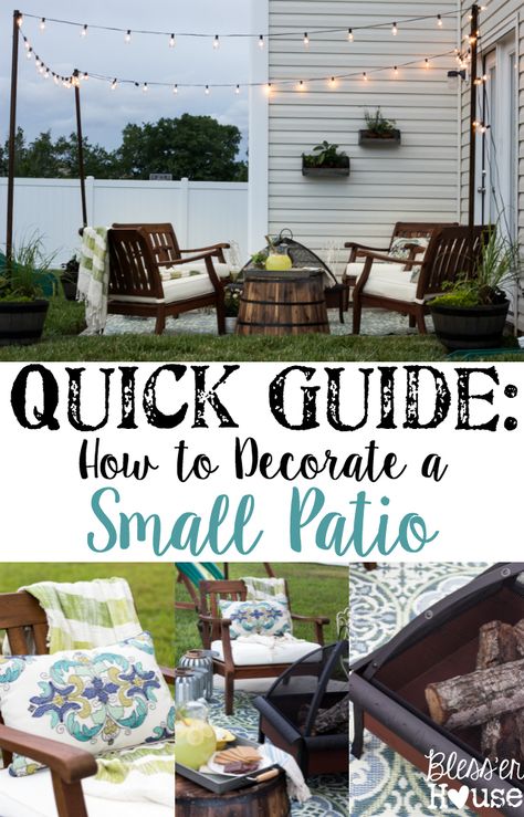 How to Decorate a Small Patio via Bless'er Hours for Cost Plus World Market www.worldmarket.com #CelebrateOutdoors Concrete Slab Patio, Small Patio Spaces, Bedroom Glam, Concrete Patios, Farmhouse Side Table, Patio Makeover, Glam Decor, Patio Spaces, Concrete Patio