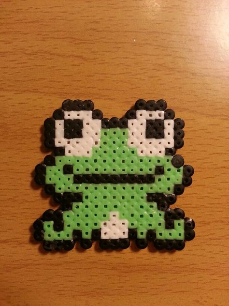 Frog hama beads by Factory Beads Melty Bead Frog, Perler Beads Frogs, Frog Hama Beads, Pixel Art Frogs, Hama Beads Hello Kitty, Frog Perler Bead Pattern, Frog Perler Beads, Hello Kitty Frog, Frog Beads