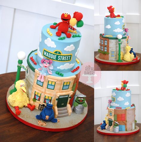 Seaseme Street Birthday Party, Sesame Street Birthday Cake, Sesame Street Birthday Party Ideas Boy, Sesame Street Birthday Cakes, Elmo Birthday Cake, Sesame Street Cake, Cookie Monster Birthday, Elmo Birthday Party, Backyard Birthday