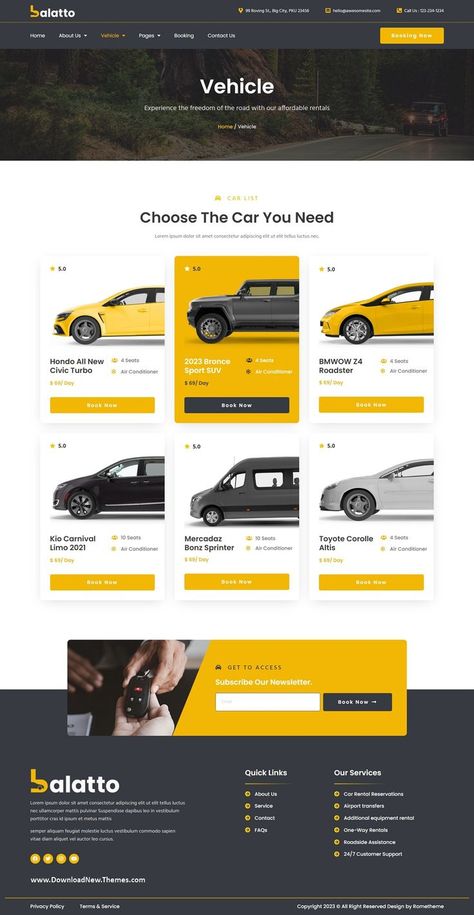 Balatto - Car Rental Company Elementor Pro Template Kit Car Rental Website, Webpage Design Layout, Car Websites, Transportation Business, Food Web Design, Ui Website, Car Rental Company, Ux Design Inspiration, Webpage Design