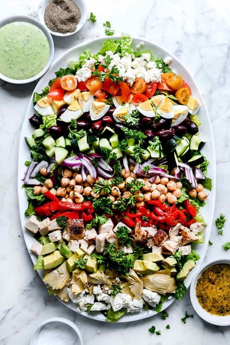 Salad Dressing With Greek Yogurt, Dressing With Greek Yogurt, Sausage Pasta Dinner, Salad Cobb, Cobb Salad Dressing, Greek Marinated Chicken, Fancy Salads, Greek Chicken Salad, Greek Salad Dressing