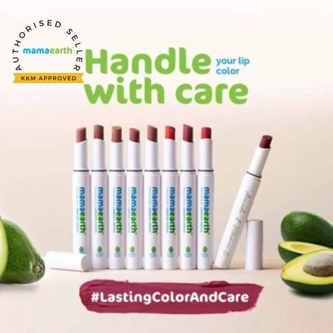 Finding the right lipstick is like finding a BFF. We’ve made it easy! Meet your match - Mamaearth Moisture Matte Longstay Lipsticks are enriched with the natural goodness of Avocado Oil and Vitamin E. With a lightweight formula, the lipstick nourishes your lips and seals in the moisture for up to 8 hours. Take your pick from 9 vibrant & high-intensity matte shades that stay on your lips for up to 12 hours, without smudging. That’s not all, they’re Made Safe Certified, which means no toxins and no nasties, just dollops of color and care. Go and say yes to the right one (or two)! Mamaearth Lipstick Shades, Mamaearth Lipstick, Long Stay Lipstick, Lipstick Set, Lipstick Shades, Avocado Oil, Lipsticks, Lip Colors, Seals