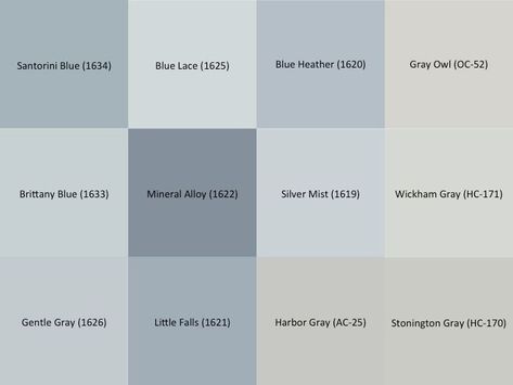 Bathroom Colors Schemes, Bathroom Colors Gray, Benjamin Moore Blue, Kitchen Grey, Blue Gray Paint, Santorini Blue, Gray Paint, Blue Paint Colors, Paint Colors Benjamin Moore