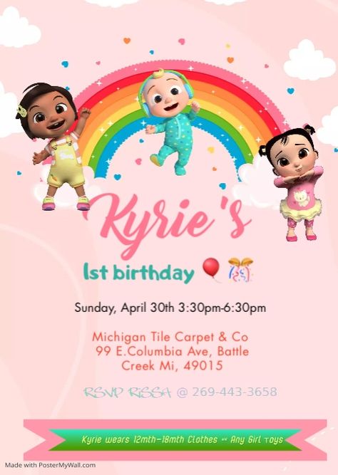 Editable Cocomelon Birthday Invitation, Coco Melon Invitation, Cocomelon Invitation Card, Cocomelon Birthday Invite, Cocomelon Invitation Template, Cocomelon Party Ideas For Girl, Cocomelon Birthday Cake, Cocomelon Invitation, Melon Birthday