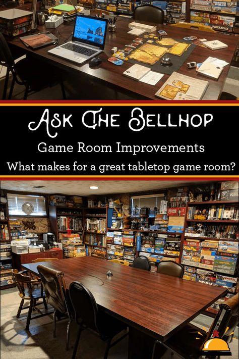 Do you have a room dedicated to tabletop gaming? Looking for ways to improve that gameroom? Perhaps you are looking to create your RPG room from scratch. Check out these must haves and suggestions on how to improve your personal dungeon. via @tabletopbellhop Tabletop Gaming Room, Table Top Game Room, Dnd Gaming Room, Dnd Game Room Ideas, Dungeons And Dragons Game Room, Dnd Basement, Tabletop Game Room, Board Game Room Ideas, Dnd Game Room