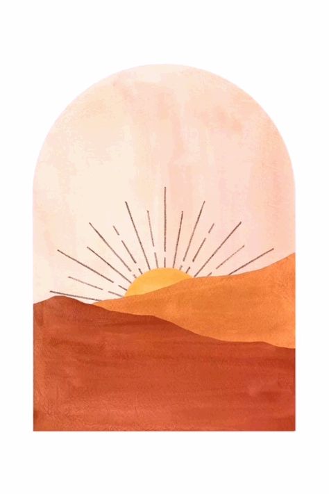 Abstract boho landscape, mid century modern sun NFT crypto art Nft Crypto Art, Boho Landscape, Abstract Sunset, Sun Painting, Crypto Art, Boho Painting, Small Canvas Art, Painting Art Projects, Boho Art