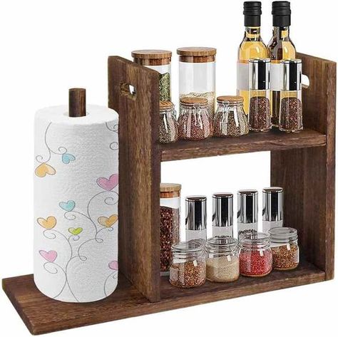 Spice Rack Wood, Seasoning Organizer, Countertop Spice Rack, Cabinet Spice Rack, Diy Spice Rack, Creative Kitchen Gadgets, Kitchen Countertop Organization, Wood Spice Rack, Wooden Spice Rack