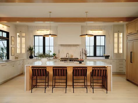 Photo 12 of 13 in This Home’s Whole Design Hinged on a Servery Window - Dwell Serving Window Kitchen, Venetian Plaster Kitchen, Plaster Kitchen, Zellige Tile Backsplash, Transitional Traditional Decor, Quartzite Counters, Kitchen Design Gallery, Long Kitchen, Kitchen Hood