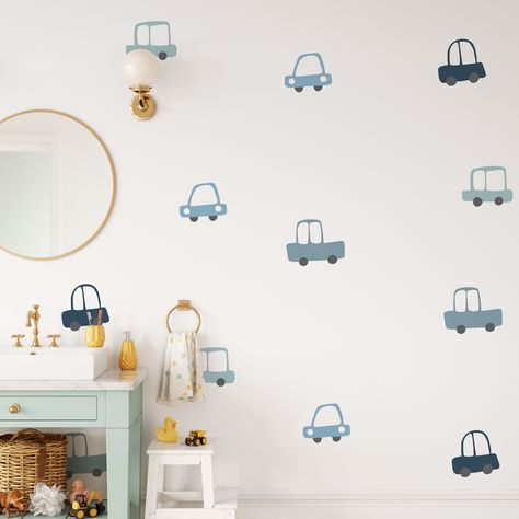 Blue Cars, Car Nursery, Boy Toddler Bedroom, Cars Room, Car Bedroom, Room Wall Painting, Toddler Boys Room, Toddler Rooms, Blue Nursery