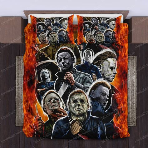 Click link to buy it: . ✔ Fast shipping. ✔ Limited design. Bedding set is a must-have for any luxury home. From the beautiful fabrics to the intricate details, our bedding set set is sure to beautify your bedroom and allowing a comfortable night’s Michael Myers House, Myers House, House Of Horrors, Halloween Bedding, 3d Bedding, Fine Bedding, Horror House, High Quality Bedding, Premium Bedding