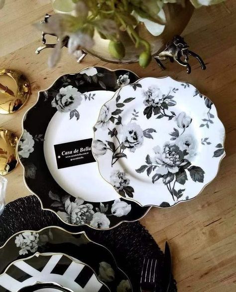 Gothic China Set, Black China, White Mushrooms, Coffee Bar Home, Antique Dishes, Romantic Goth, Aesthetic Pics, China Sets, Dinnerware Set