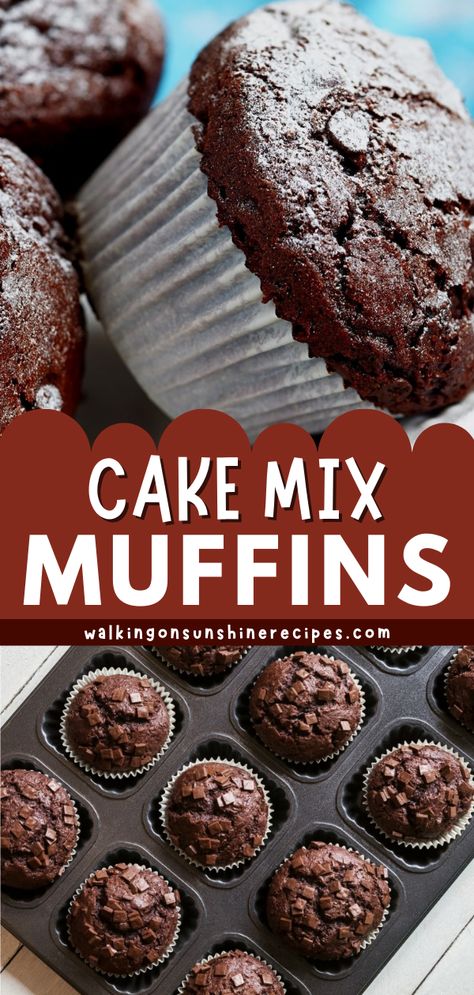 Easy Cake Mix Muffins, Cakemix Muffins Boxed Cake Mixes, Boxed Cake Mix Muffins, Cake Mix Oatmeal Muffins, Healthy Box Cake Mix Recipes, Chocolate Chip Muffins With Cake Mix Boxes, Cake Muffins Recipes, Dessert Muffin Recipes, White Cake Mix Muffins Recipes