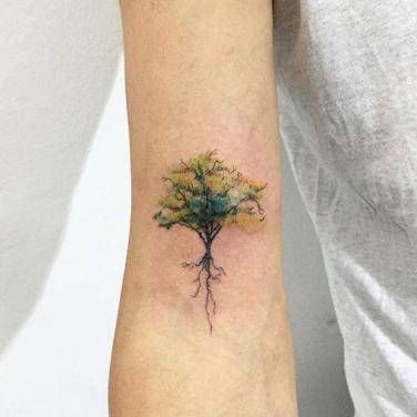 85 Most Beautiful Tree Of LIfe Tattoo Ideas | YourTango Hongdam Tattoo, Tree Roots Tattoo, Watercolor Tattoo Tree, Tree Tattoo Arm, Roots Tattoo, Oak Tree Tattoo, Tattoo Tree, 13 Tattoos, Tree Tattoos