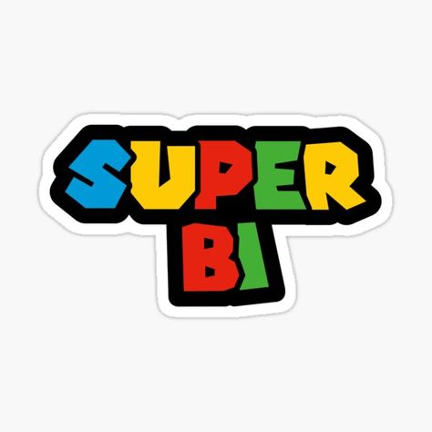 Bi Stickers, Mario Logo, Gaming Stickers, Logo Parody, Pride Stickers, Collage Design, Vintage Poster Art, Journal Stickers, Super Mario Bros