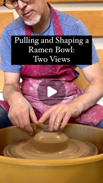 David Hooker / Hooker Pottery on Instagram: "Trying something new. Here’s two views of me throwing a bowl (well, two bowls, actually) so that you can get a good sense of how my hands are touching the clay. 

Each action is shown first from the front and then from the side. Hopefully this is more helpful than confusing. 

With summer coming I’ll have a little more time to make videos. What else would you like to see how to make? 

#pottery #potteryvideos #potterytips #bowl #ramenbowl #pottershelpingpotters #studiolife #potterystudio" Ramen Bowl Pottery, How To Make Pottery, Ramen Bowls, Throwing Clay, Make Videos, Trying Something New, Pottery Videos, Wheel Throwing, Clay Bowl