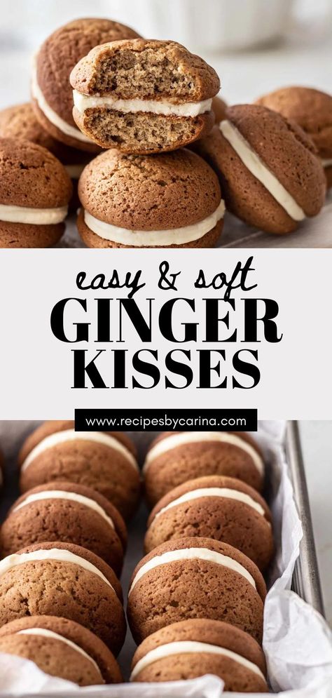 These Ginger Kisses are quick and easy to whip up and a favourite with everyone. You’ll be wishing you made a double batch! Quick And Easy Cookies To Make, Ginger Kisses Recipe, Desserts With Molasses, Easy Quick Sweet Snacks, Spiced Cookies Recipe, Ginger Dessert Recipes, Easy Sweet Treats Quick, English Cookies, Ginger Recipes Dessert