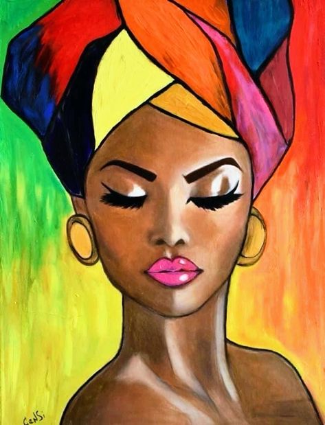 African Portraits Art, Black Canvas Paintings, African Women Art, Friend Painting, Cubist Art, Women Portrait, African Paintings, African Art Paintings, Quirky Art