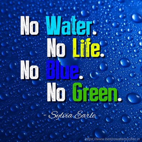 No Water. No Life. No Blue. No Green. – Sylvia Earle #waterquotes Water Conservation Slogans, Quotes About Importance, Save Water Quotes, Save Water Slogans, Water Conservation Poster, Water Slogans, Save Water Drawing, Save Water Poster Drawing, Save Water Save Life