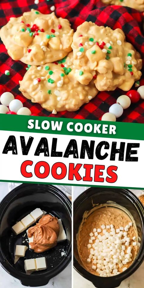 Crockpot Avalanche Cookies, Crockpot Cookies, Peanut Butter And White Chocolate, Avalanche Cookies, Crockpot Candy Recipes, Crockpot Christmas, Christmas Candy Easy, Easy Christmas Candy Recipes, Crockpot Candy