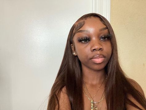 Darkskin Colored Wig, Chocolate Brown Wig Dark Skin, Brown Wig Dark Skin, Dark Brown Lace Front Wig, Coloured Wigs On Dark Skin, Wig Colors Black Women Dark Skin, Brown Wig On Dark Skin, Wigs On Dark Skin Women, Brown Wig Hairstyles